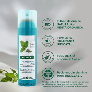 Sampon uscat cu menta de apa organica, 150 ml, Klorane - Img 2