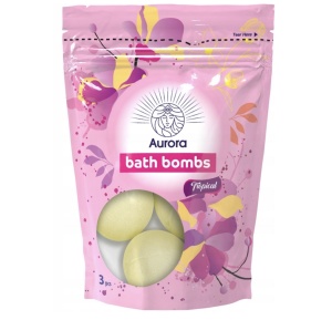 Sare de baie efervescente Tropical, 3 bucati x 50g, Aurora