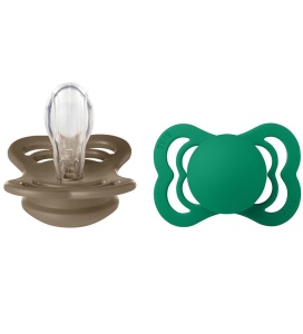 Set 2 suzete Supreme din silicon, tetină simetrică, 0 luni+, 160399 Dark Oak/Evergreen, Bibs - Img 2