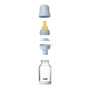 Set complet biberon din sticlă anticolic, tetină latex flux lent, 120 ml, Baby Blue, Baby - Img 3