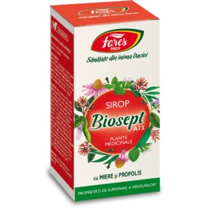 Sirop Biosept sirop A13 plante medicinale cu miere si propolis, 100 ml, Fares
