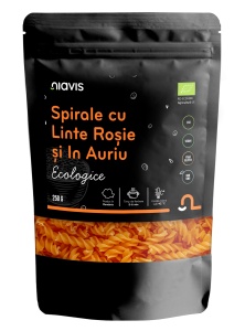 Spirale cu Linte Rosie si In Auriu Ecologice/BIO, 250 g, Niavis