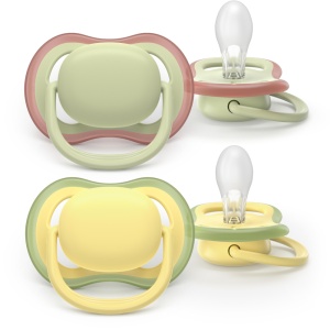 Suzeta Ultra Air Pacifier Philips Avent, Galben/Verde, 18 luni+, SCF349/50, 2 bucati, Philips - Img 2