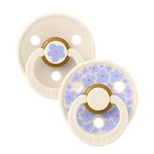 Suzete din latex, tetina rotunda, 0 luni+, Colour Studio Jasmine-Ivory Mix, 2 bucati, Bibs 11017101 - Img 3