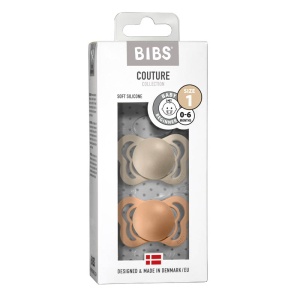Suzete din silicon cu tetina anatomica, Couture, 0 luni+ Vanilla - Peach, 2 bucati, Bibs 1700303