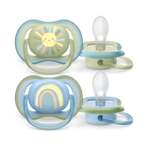 Suzete Ultra Air SCF085/58 pentru 0-6 luni Soare/Curcubeu, 2 bucati, Philips Avent
