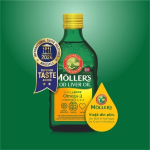 Ulei din ficat de cod cu gust de lamaie, 250ml, Moller's - Img 2