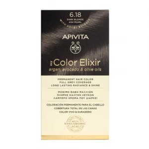 Vopsea de par My Color Elixir, Dark Blonde Ash Pearl N 6.18, 155 ml, Apivita