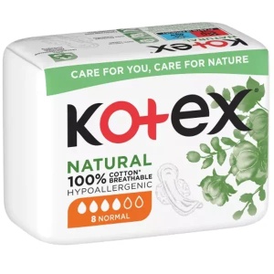 Absorbante Natural Normal, 8 bucati, Kotex