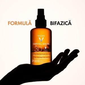 Apa de protectie solara SPF 30 cu beta-caroten pentru fata si corp Capital Soleil, 200 ml, Vichy - Img 5