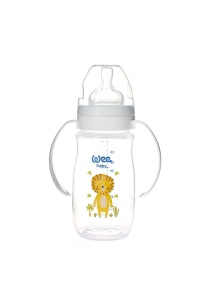 Biberon din PP cu manere, 250 ml, model Safari cod 484, tetina silicon anti-colic nr. 1, Wee Baby