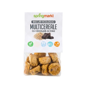 Biscuiți ecologici de multicereale cu ciocolată și ovăz, 100 g, Springmarkt