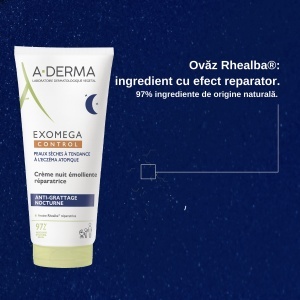 Crema reparatoare emolienta de noapte Exomega Control, 200 ml, A-Derma - Img 2