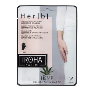 Masca-manusa reparatoare si relaxanta pentru maini cu ulei de cannabis Herb, 2 x 8 g, Iroha