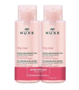 Pachet Apa micelara hidratanta pentru ten sensibil si uscat Very Rose, 400+400ml, Nuxe