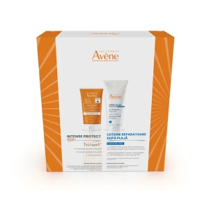 Pachet Lotiune protectie solara cu SPF50+ Intense Protect 150ml + Lotiune reparatoare dupa plaja Sun Care 200ml, Avene - Img 2
