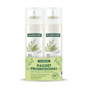 Pachet sampon uscat cu lapte de ovaz, 2 x 150ml, Klorane