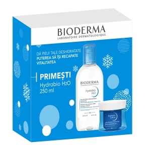 Pachet Solutie micelara hidratanta Hydrabio H2O, 250 ml + Crema hidratanta pentru piele sensibila si uscata Hydrabio, 50 ml, Bioderma