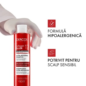 Sampon ultra-reparator pentru par deteriorat si fragil Dercos Collagen 17 Filler, 200ml, Vichy - Img 10