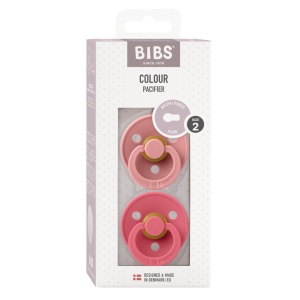 Set 2 Suzete Colour Latex, tetina rotunda, 6 Luni+, Dusty Pink / Coral 120446, Bibs