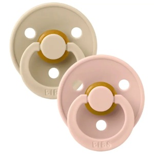 Set 2 Suzete Colour Latex, Tetină Rotundă, 6 luni+, Vanilla/Blush, Bibs - Img 2