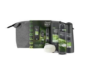 Set cadou Dove Men+Care Extra Fresh premium: Gel de dus 250ml, Deodorant 150ml, Sampon 250 ml, Sapun 90g si geanta cadou