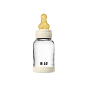 Set complet biberon din sticlă anticolici, tetină latex cu flux lent, 120 ml, Ivory, Bibs - Img 5