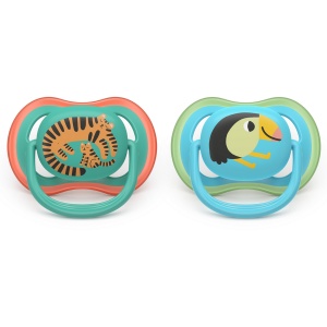Suzeta Ultra Air Pacifier Philips Avent, Papagal/Tigru, 6-18 luni, SCF087/11, 2 bucati, Philips - Img 3