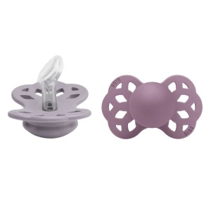 Suzete din silicon cu tetina anatomica, Infinity, 0 luni+ Grey - Mauve, 2 bucati, Bibs 165111 - Img 2