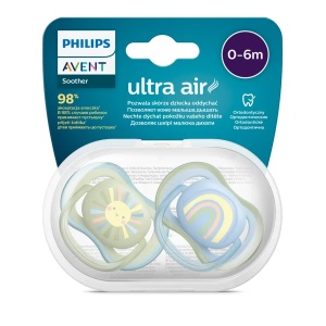 Suzete Ultra Air SCF085/58 pentru 0-6 luni Soare/Curcubeu, 2 bucati, Philips Avent - Img 2