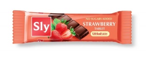 Tableta de ciocolata cu capsuni, 25 g, Sly Nutritia