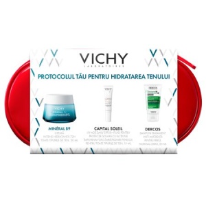 Trusa Crema pentru toate tipurile de ten Mineral 89, 50 ml + Fluid cu SPF 50+ Capital Soleil, 15 ml + Sampon anti-matreata Dercos, 50 ml, Vichy - Img 2