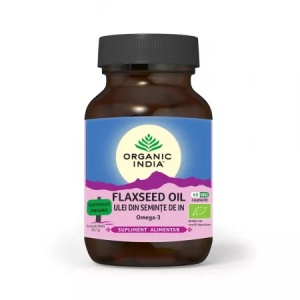 Ulei din semințe de in organic, Omega-3, 60 capsule, Organic India