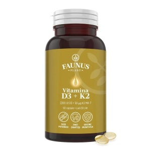 Vitamina D3 + K2, 60 capsule moi, Faunus