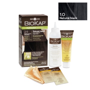 Vopsea permanenta pentru par Nutricolor, nuanta natural Black 1.0, 140 ml, Biokap