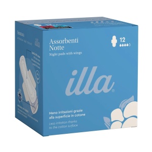 Absorbante bumbac de noapte, 12 bucati, Illa Care