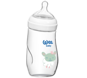 Biberon natural curbat termorezistent 0-6luni, 260ml, 147, Wee Baby - Img 2