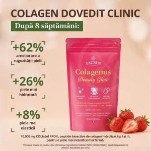 Colagenus Beauty Glow – Colagen hidrolizat pudra tip 1 și 3, 325 g, aroma capsuni, Faunus Plant - Img 8