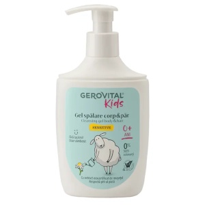 Gel spalare pentru corp si par Sensitive Gerovital Kids, 300ml, Gerovital