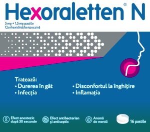 Hexoraletten N, 5 mg+1,5 mg, 16 pastile, Kenvue - Img 2
