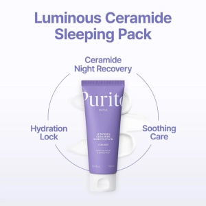 Masca de noapte cu ceramide pentru hidratare Luminous Ceramide Sleeping Mask, 100 ml, Purito - Img 3