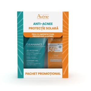 Pachet Gel de curatare pentru ten cu tendinta acneica Cleanance 200ml + Crema de fata nuantatoare cu protectie solara Cleanance Triasorb SPF50+ 50ml, Avene