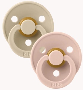 Set 2 suzete Colour din latex, tetină rotundă, 18 luni+, 130367 Vanilla/Blush, Bibs - Img 2