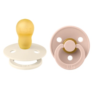 Set 2 Suzete Colour Latex, Tetină Rotundă, 18 luni+, Ivory/Blush, Bibs - Img 2