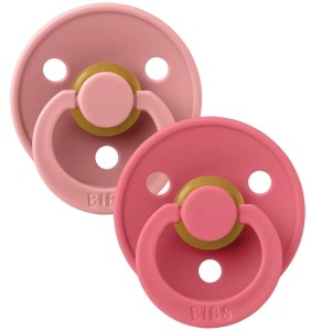Set 2 Suzete Colour Latex, tetina rotunda, 6 Luni+, Dusty Pink / Coral 120446, Bibs - Img 2
