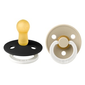 Set 2 suzete fosforescente Colour Glow din latex, tetină rotundă, 18 luni+, 130251 Black/Vanilla, Bibs - Img 2