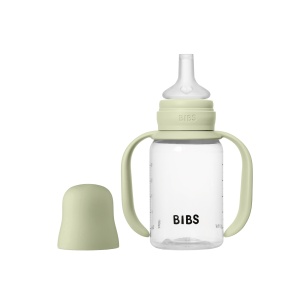 Set Complet Biberon Sippy cu Tetină din Silicon, 150 ml, Sage, Cod: 50211250, Bibs - Img 2
