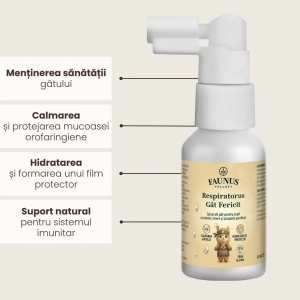 Spray de gat copii cu extracte naturale Respiratorus Gat Fericit, 30 ml, Faunus Plant - Img 3