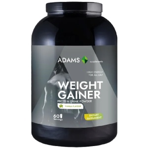 Weight Gainer cu aroma de vanilie, 3000g, Adams