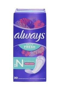 Absorbante zilnice Fresh Scent, 30 bucati, Always